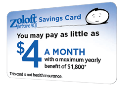 turned view of Zoloft (sertraline HCl) Savings Card